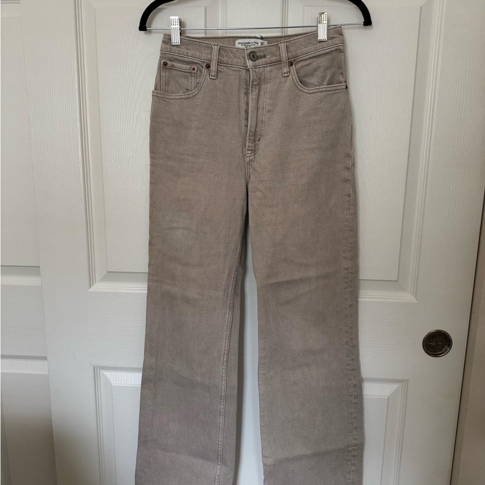 Abercrombie & Fitch Women's Straight Leg Jeans in Tan
